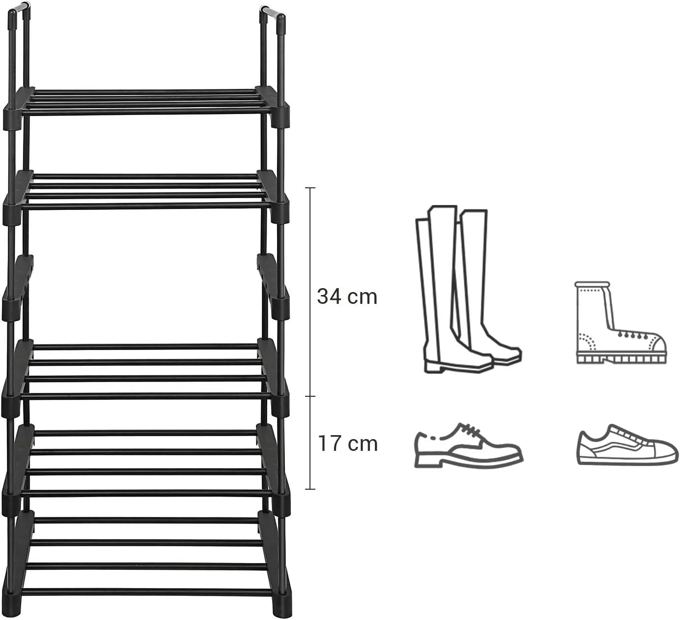 6-Tier Shoe Rack Iron Shoe Storage DIY Organiser