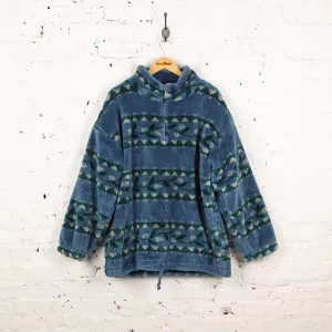 90s Pattern Thick 1/4 Zip Fleece - Blue - XL