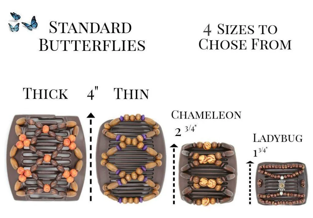 African Butterfly Thick Hair Comb - Ndebele Brown 96