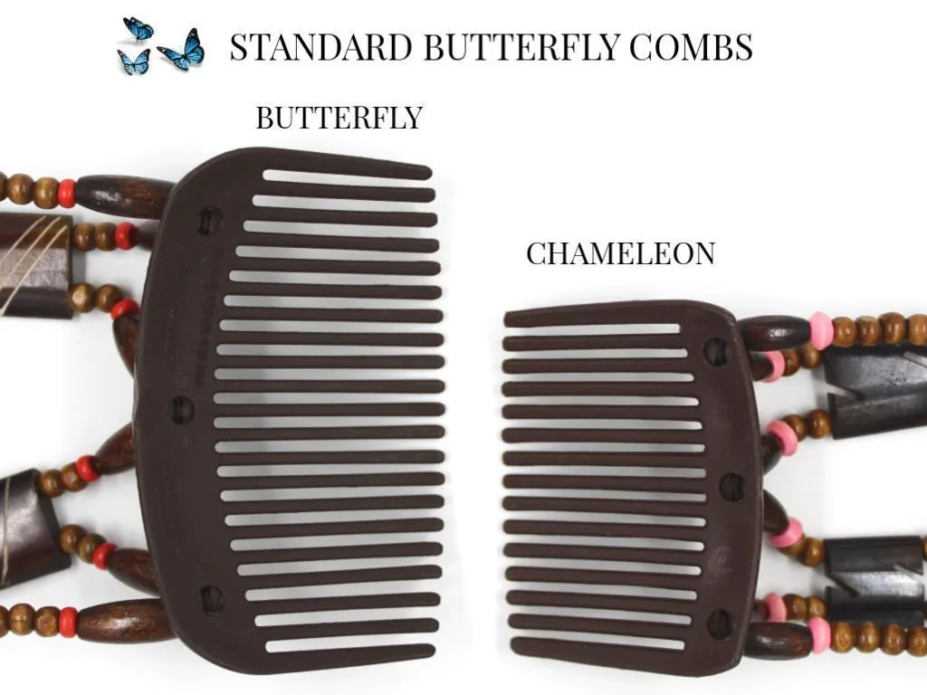 African Butterfly Thick Hair Comb - Ndebele Brown 96