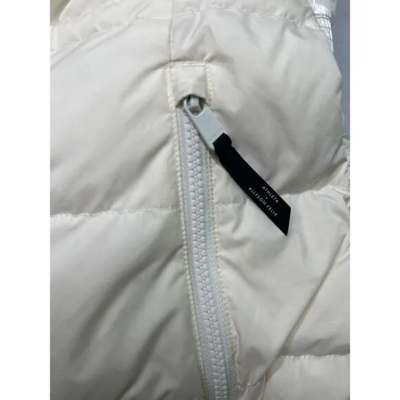ATHLETA X Allyson Felix Downtown Metallic Legend cream Puffer Coat. Size M.