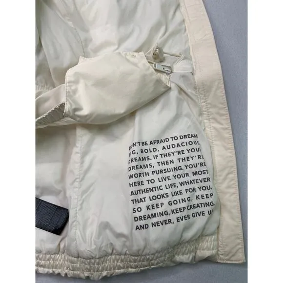 ATHLETA X Allyson Felix Downtown Metallic Legend cream Puffer Coat. Size M.