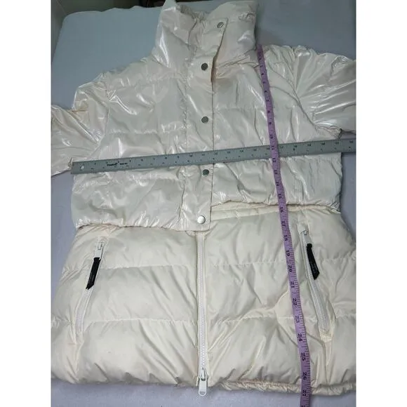 ATHLETA X Allyson Felix Downtown Metallic Legend cream Puffer Coat. Size M.