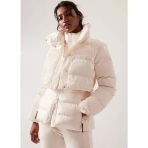 ATHLETA X Allyson Felix Downtown Metallic Legend cream Puffer Coat. Size M.