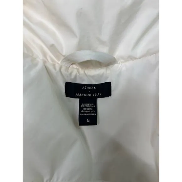 ATHLETA X Allyson Felix Downtown Metallic Legend cream Puffer Coat. Size M.