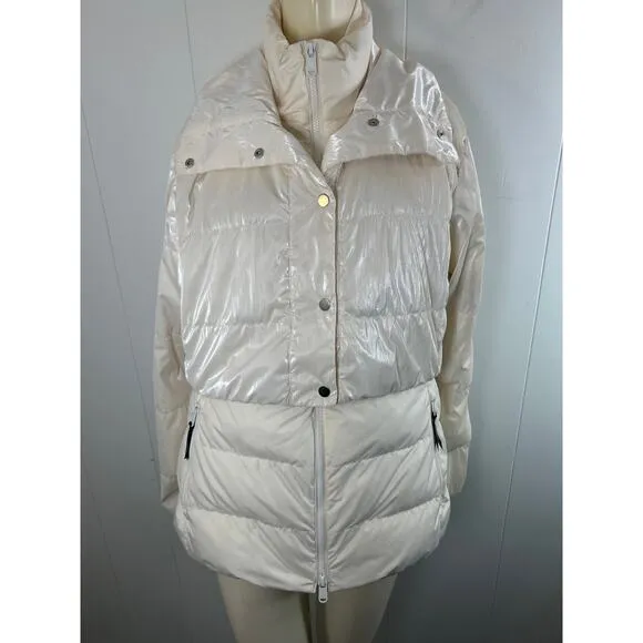 ATHLETA X Allyson Felix Downtown Metallic Legend cream Puffer Coat. Size M.