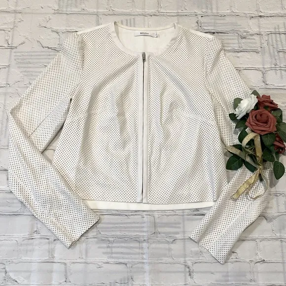 Bailey 44 White Faux Leather Perforated Jacket