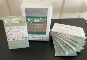 BASEBALL CARDS 4U MYSTERY REPACK MINI HOBBY BOX - 1 HIT PER BOX - 8 PACKS   BONUS PACK