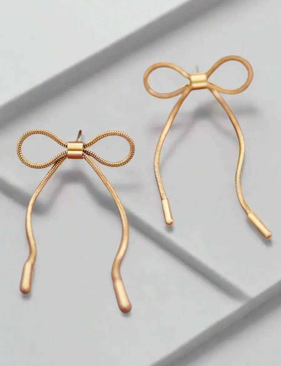 Bella Gold Bow Earrings | Water Resistant