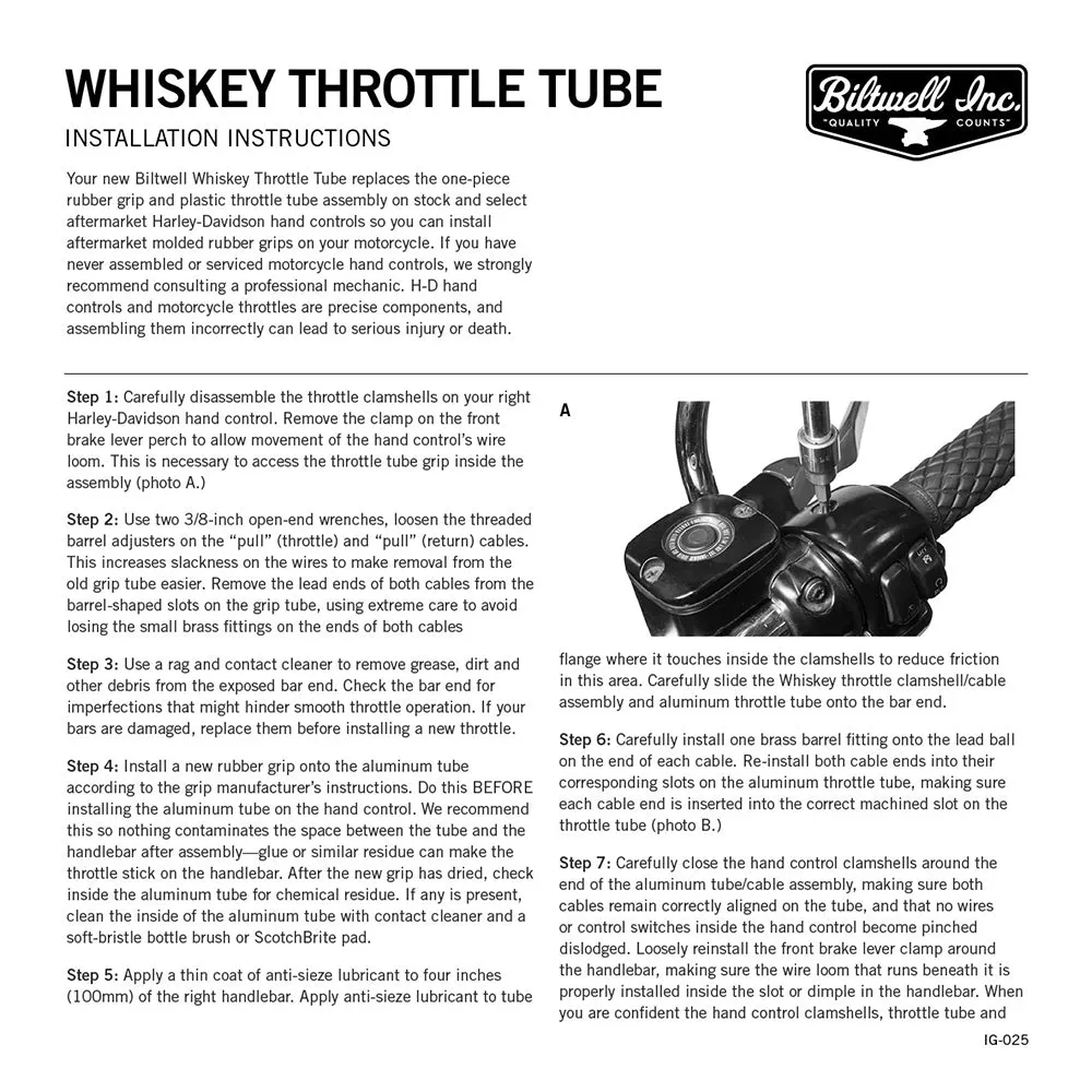 BILTWELL WHISKEY 1" DUAL THROTTLE TUBE [RAW SILVER]