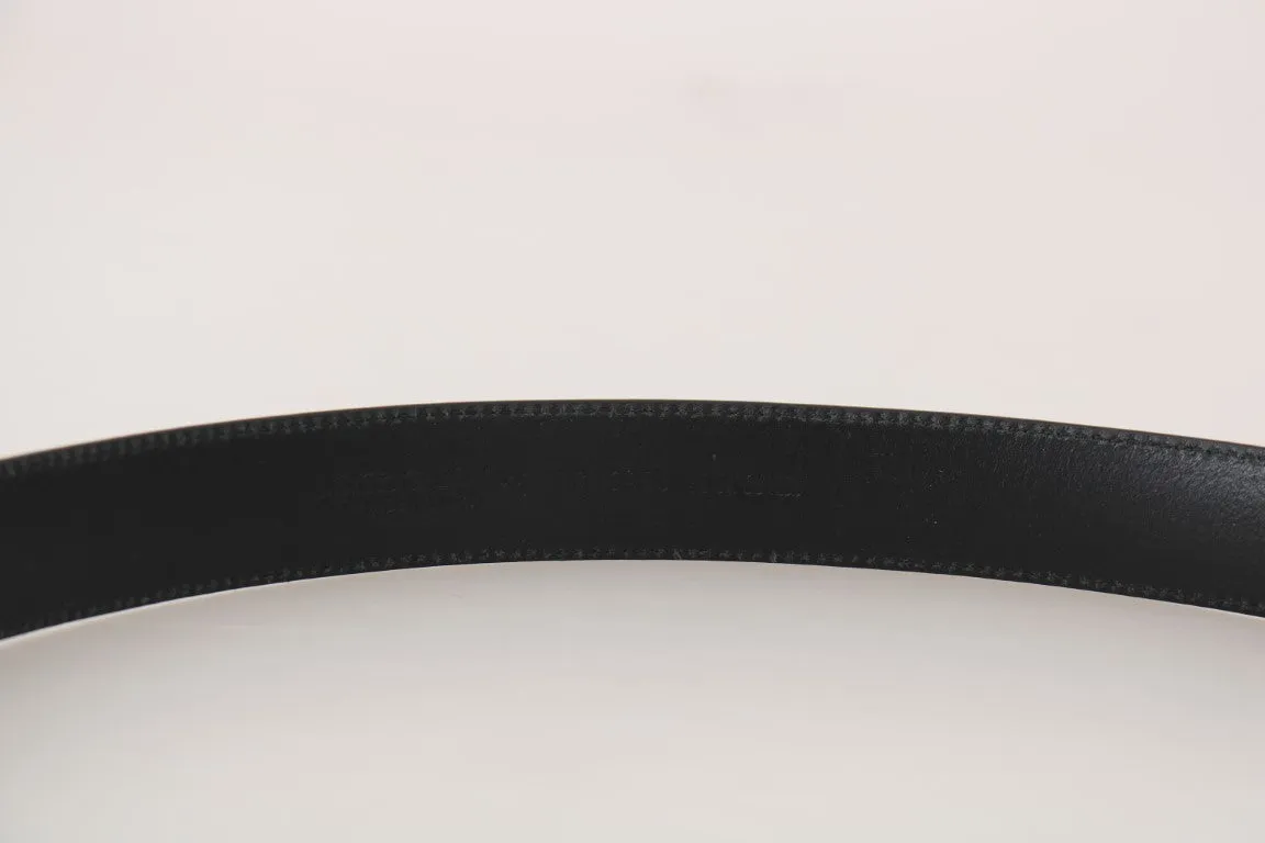 Black Brown Perforated Leather Silver Buckle Belt
