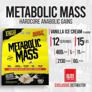 BUNDLE PROMO Elite Labs USA Metabolic Mass (15lbs) FREE NCF L-lysine