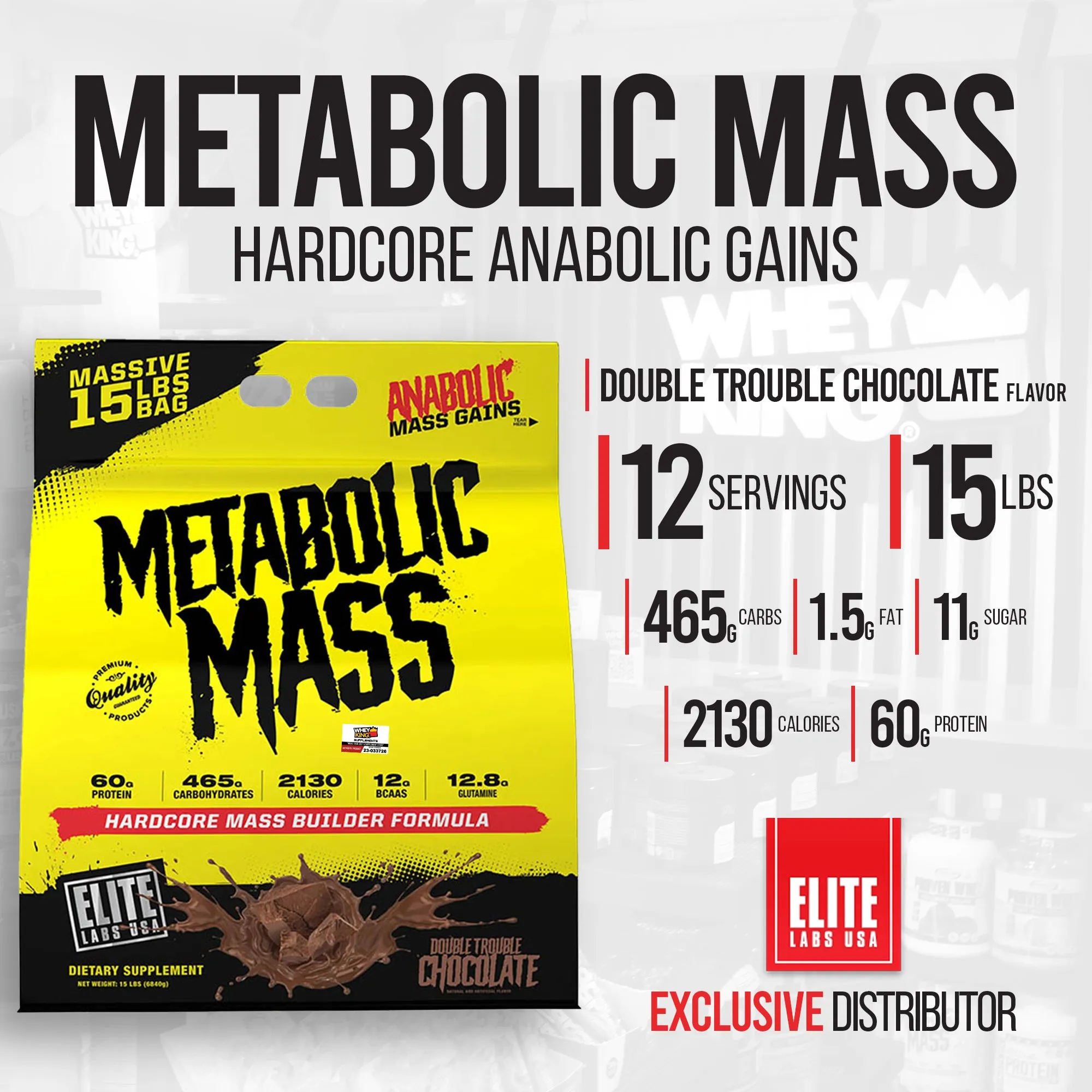 BUNDLE PROMO Elite Labs USA Metabolic Mass (15lbs) FREE NCF L-lysine