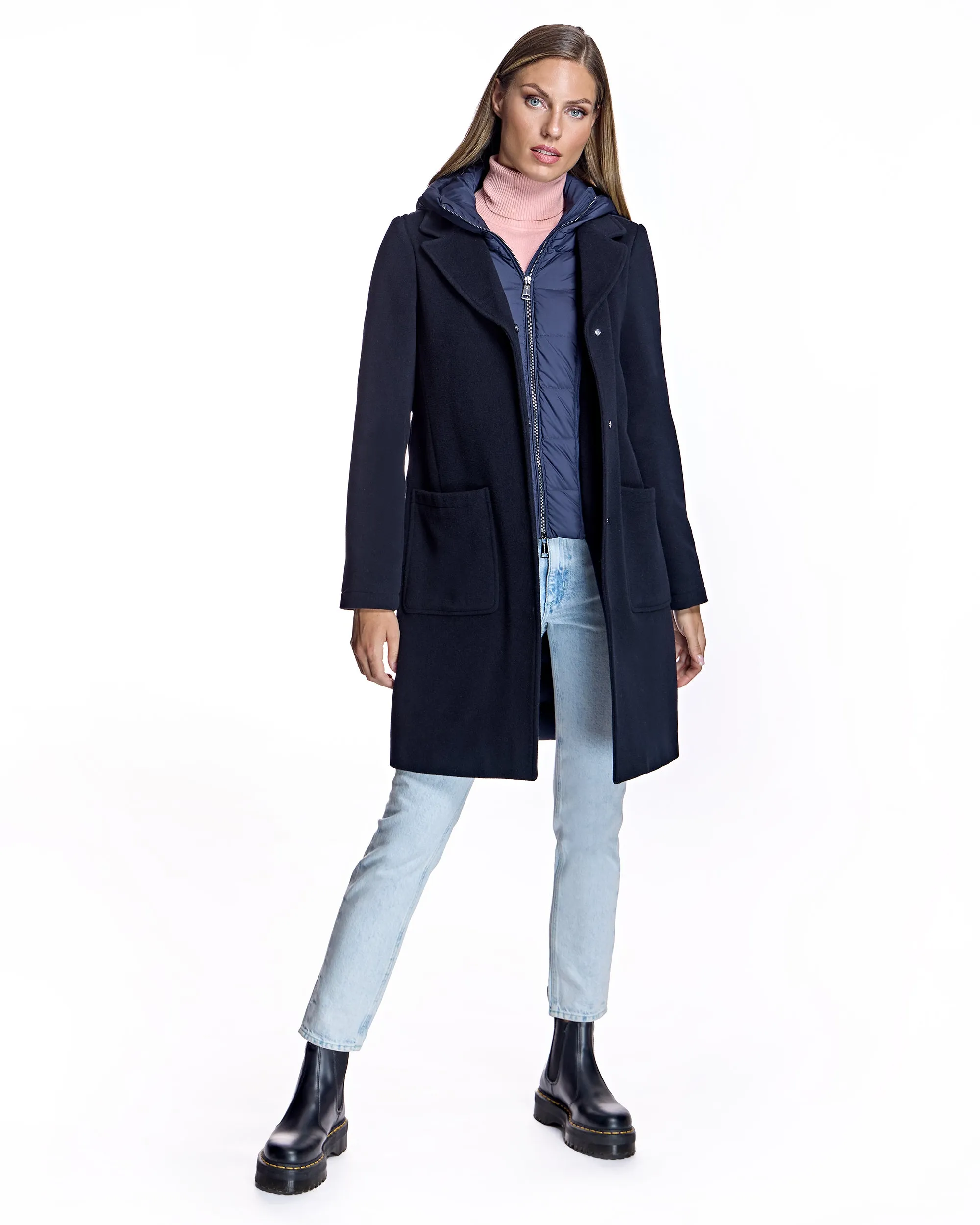 Cashmere Blend and Puffer Hooded Coat