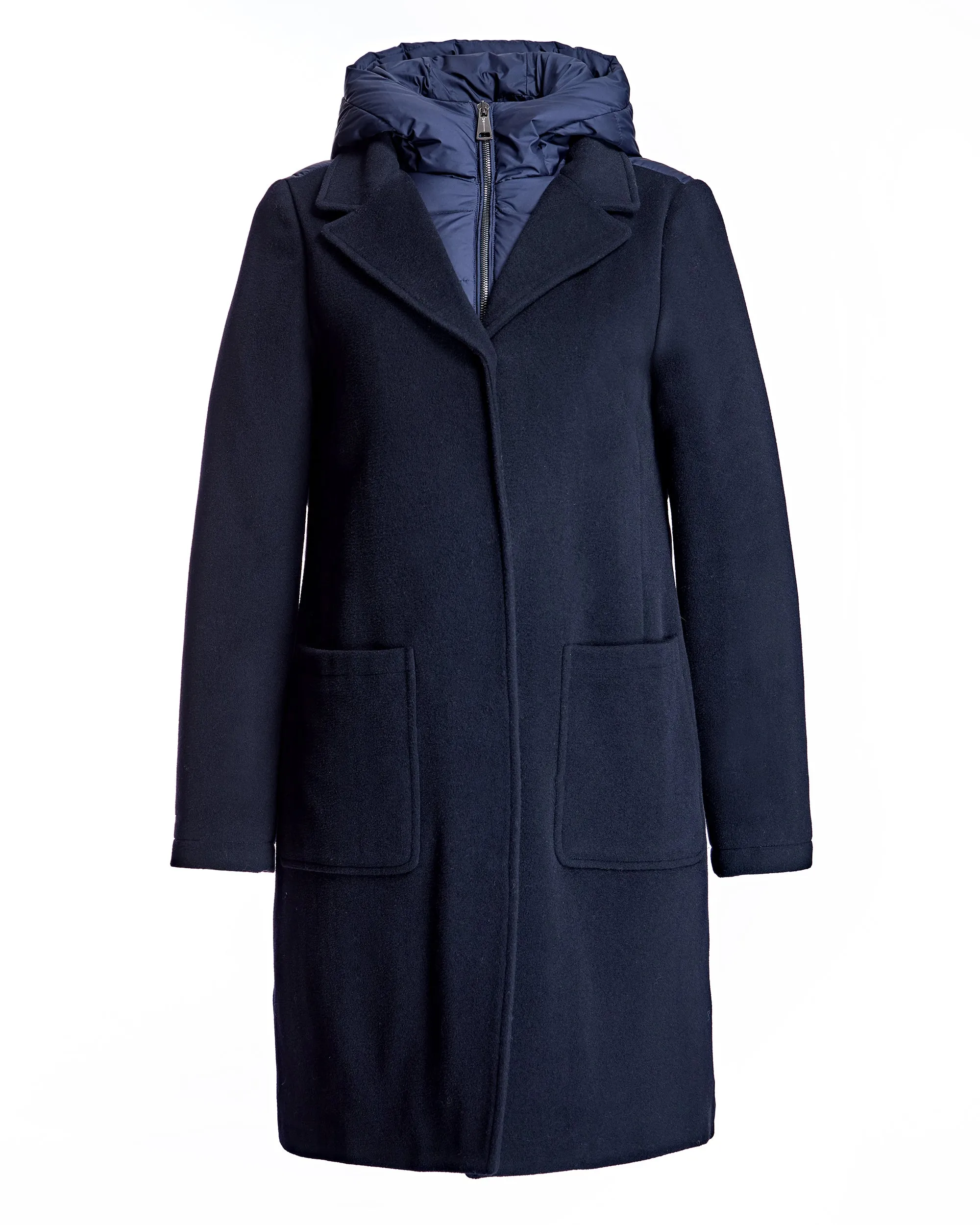 Cashmere Blend and Puffer Hooded Coat