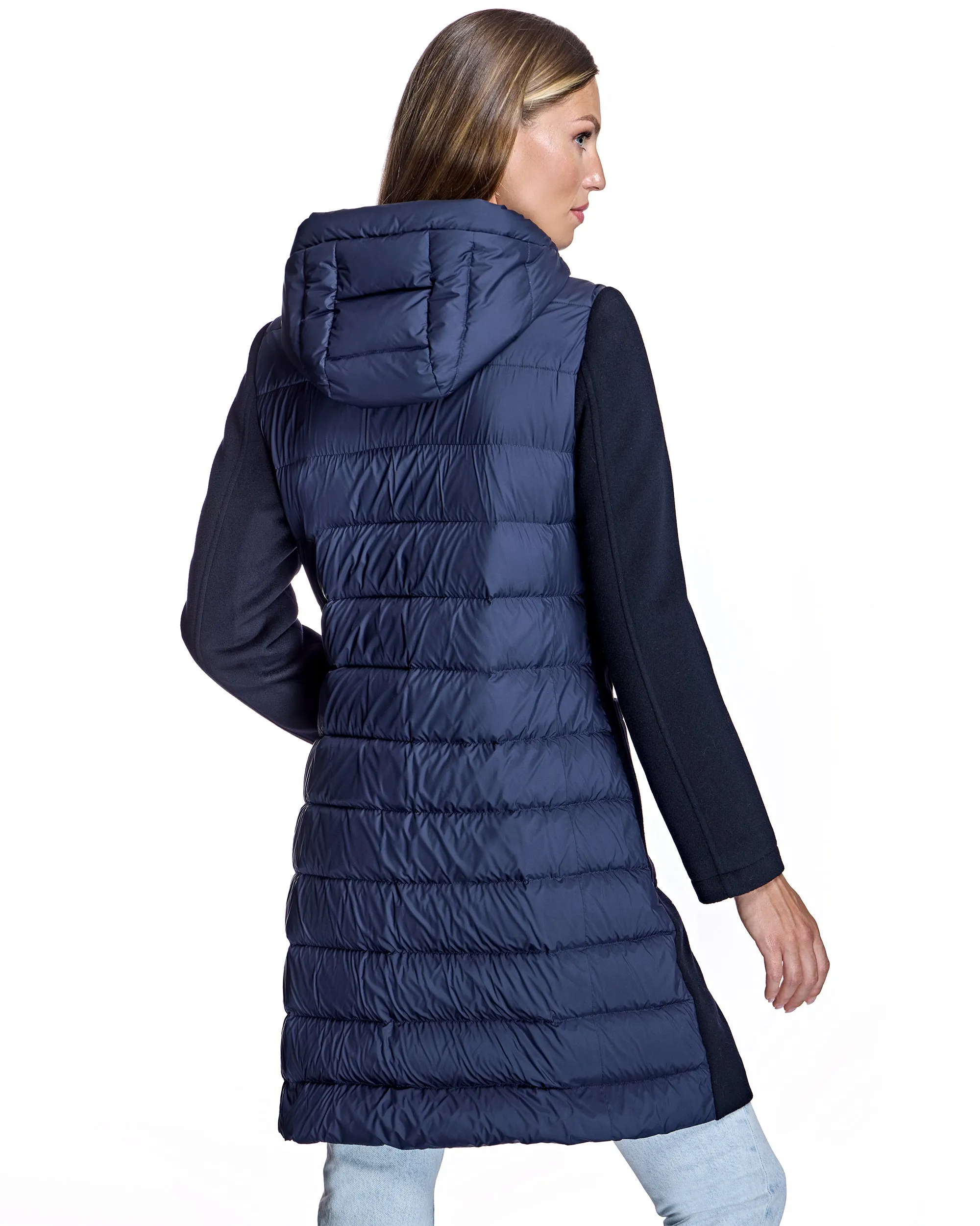 Cashmere Blend and Puffer Hooded Coat