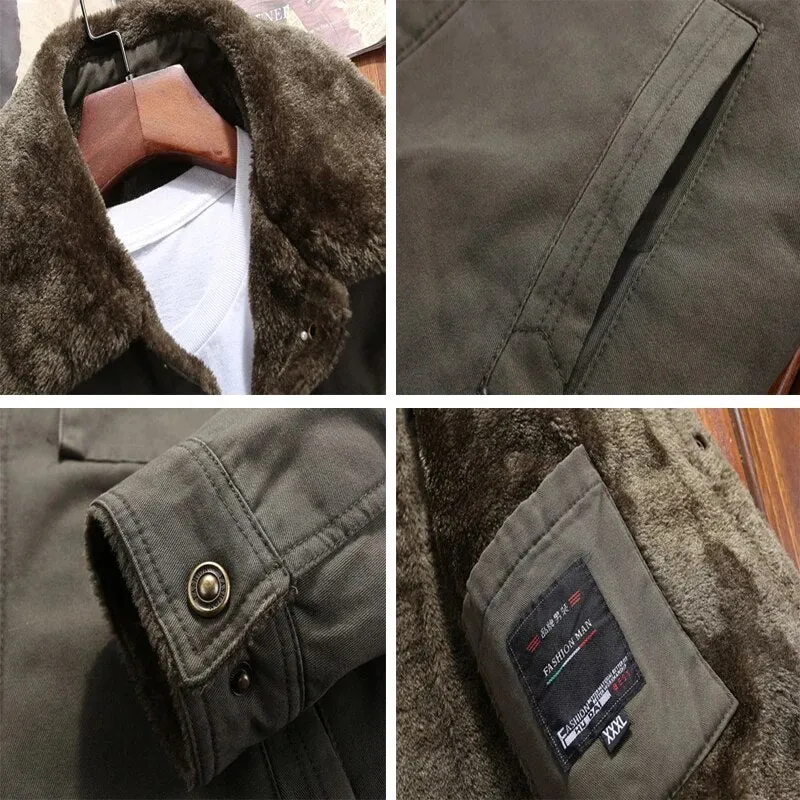 Casual Man Fleece Thick Warm Windbreaker Jacket