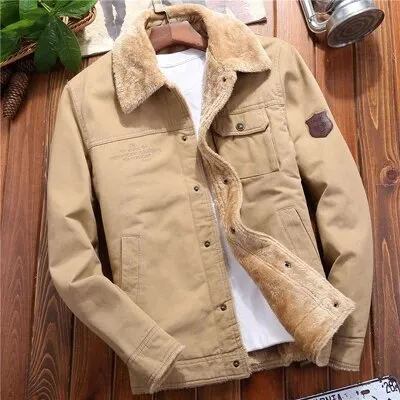 Casual Man Fleece Thick Warm Windbreaker Jacket