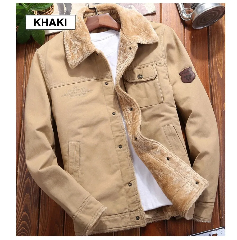 Casual Man Fleece Thick Warm Windbreaker Jacket