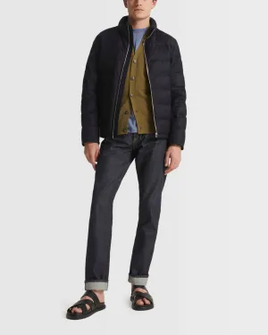Collar down jacket in waterproof Loro Piana fabric