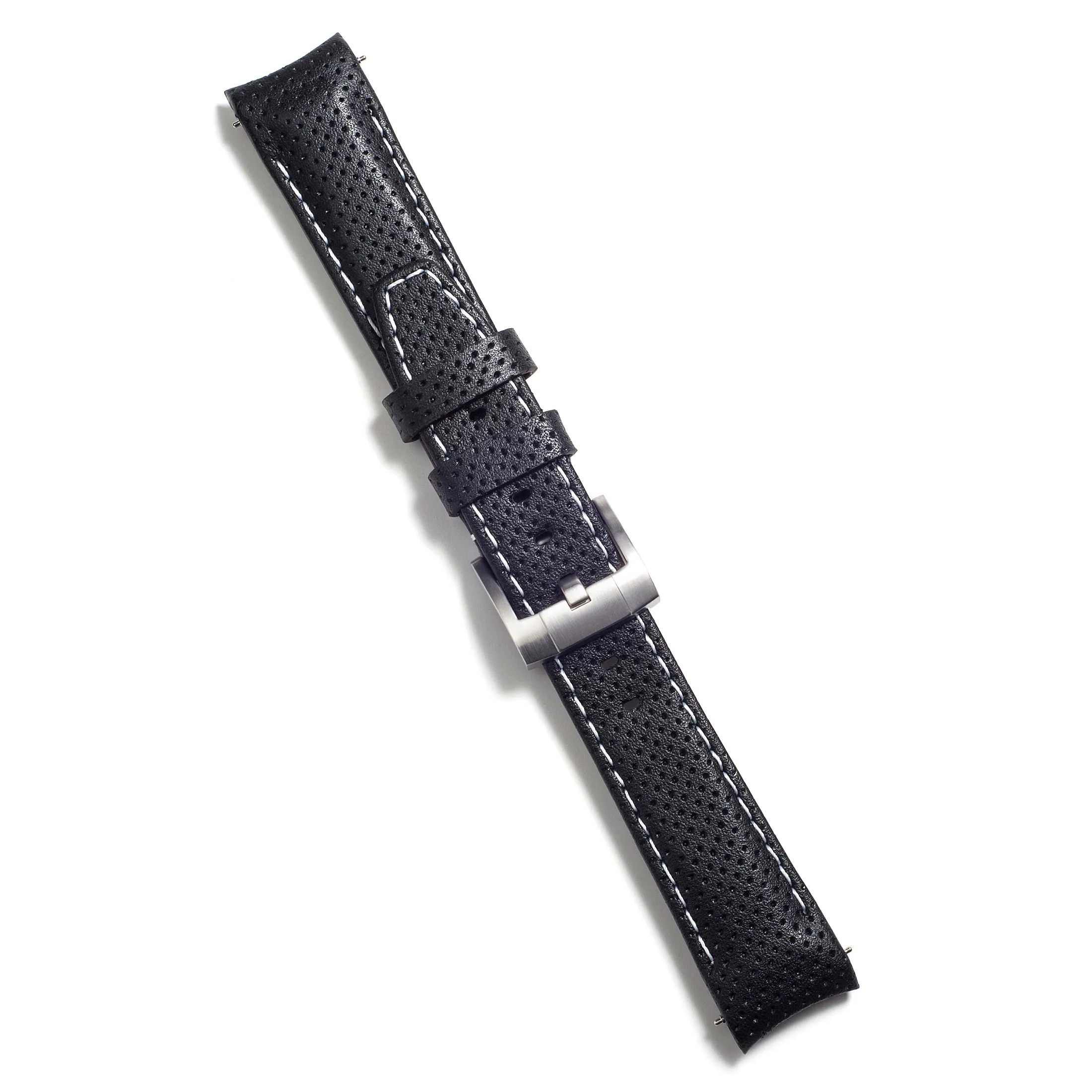 Curved End Racing Leather Strap for Rolex Ceramic Daytona with Tang Buckle