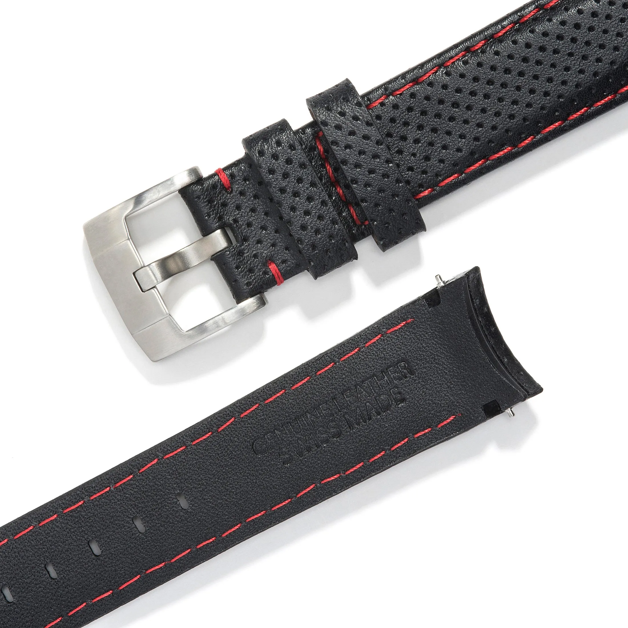 Curved End Racing Leather Strap for Rolex GMT Master I & II with Tang Buckle
