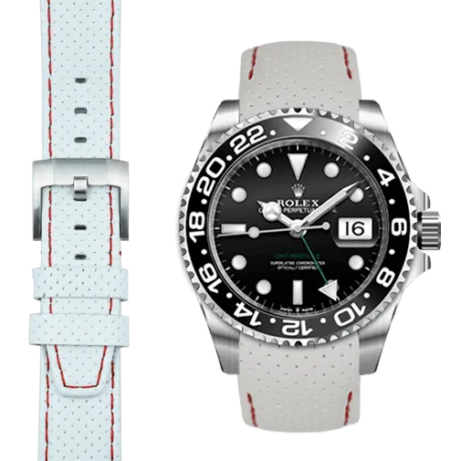 Curved End Racing Leather Strap for Rolex GMT Master II Ceramic with Tang Buckle