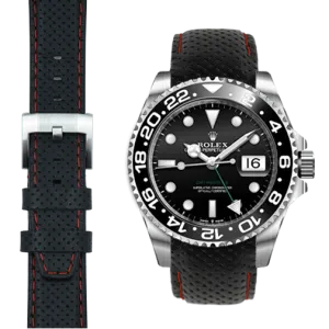 Curved End Racing Leather Strap for Rolex GMT Master II Ceramic with Tang Buckle