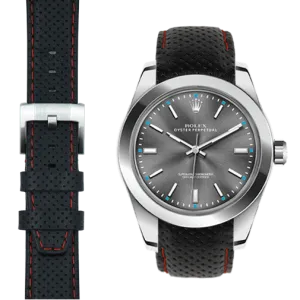 Curved End Racing Leather Strap for Rolex Oyster Perpetual 39mm with Tang Buckle