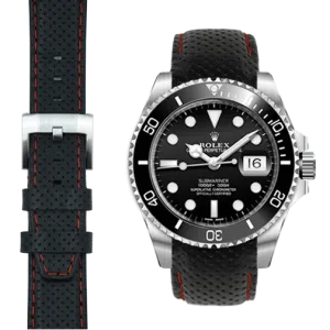 Curved End Racing Leather Strap for Rolex Submariner Ceramic with Tang Buckle