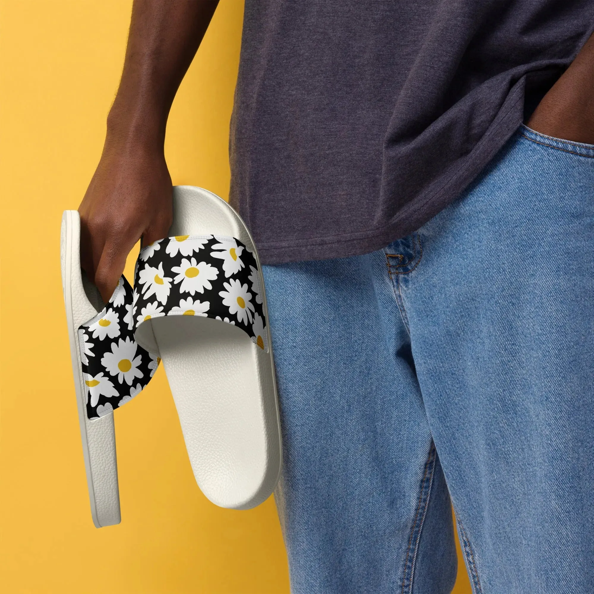 Daisy Pattern Men's Slides