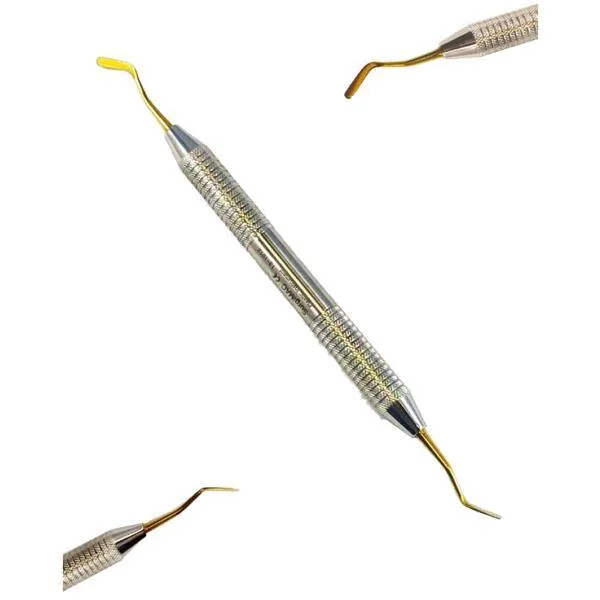 Dental Composite Filling Instrument # 6 - Condenser and Paddle Double Ended - Gold Tips