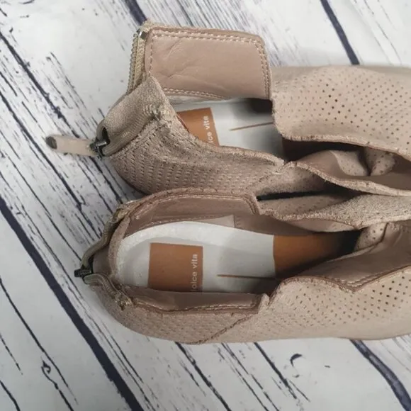 Dolce Vita Kaley Leather Taupe Suede Bootie Taupe Size 9.5