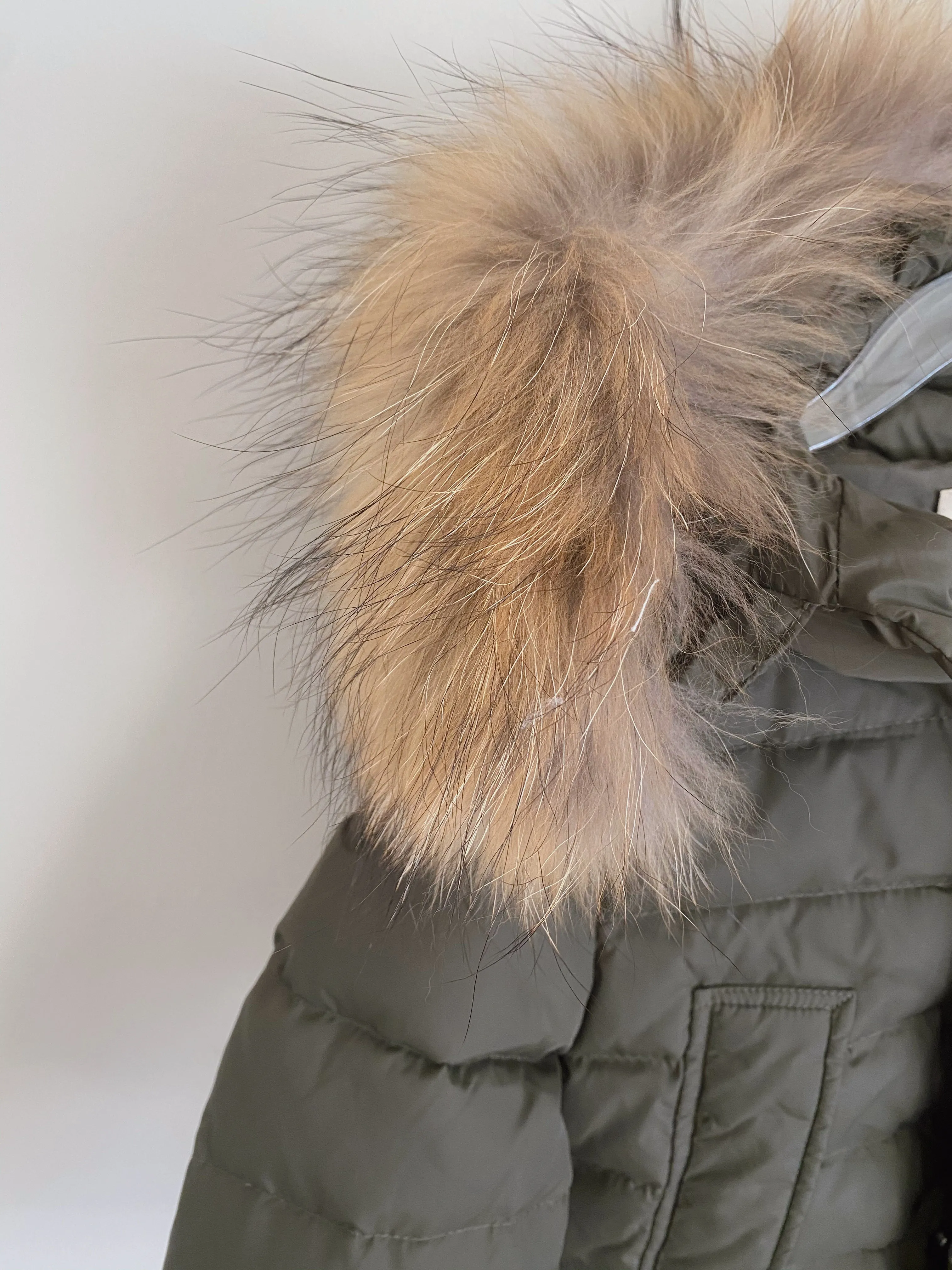 Down Padded Long Jacket with Raccoon hood