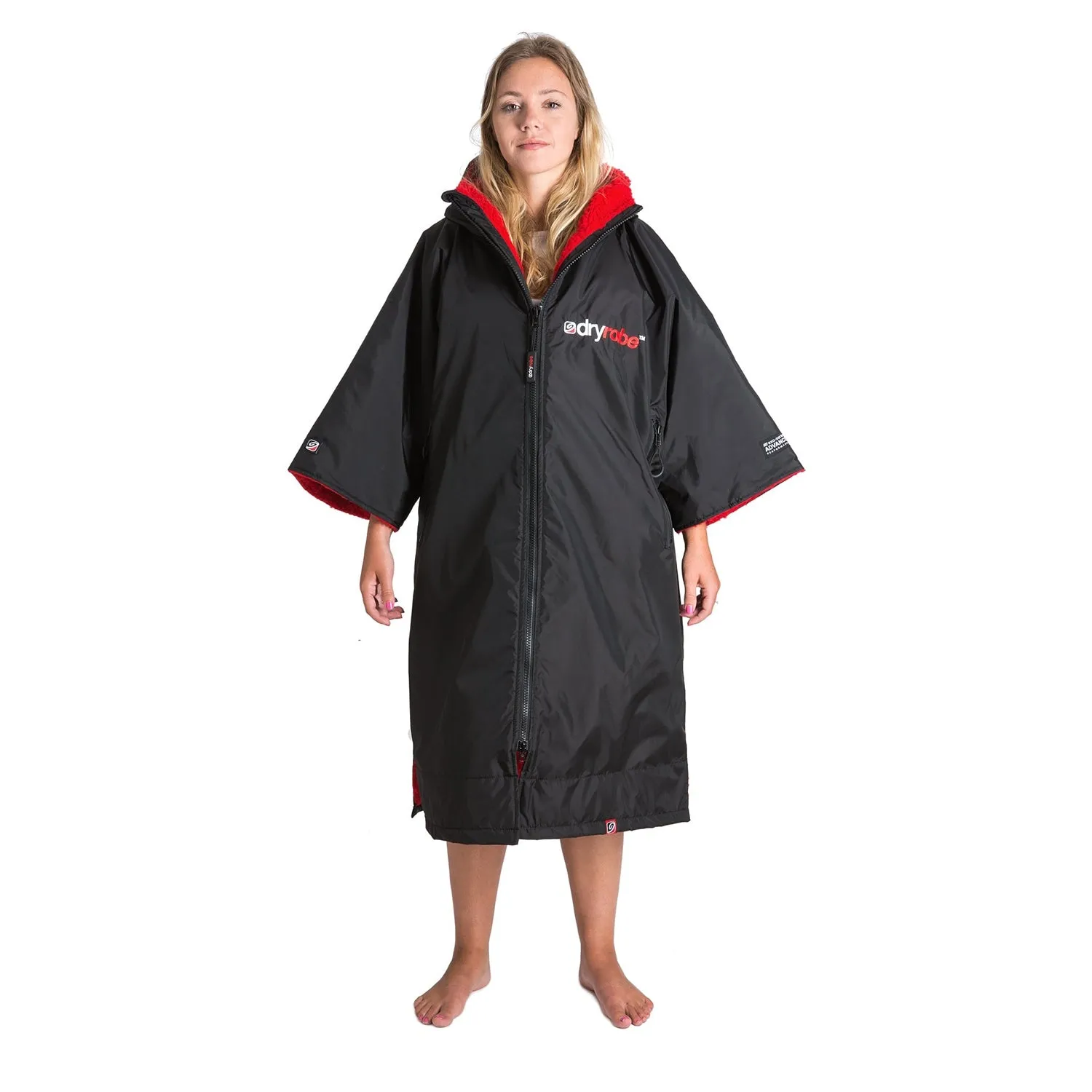 Dryrobe Advance Short Sleeve Changing Robe - Black/Red