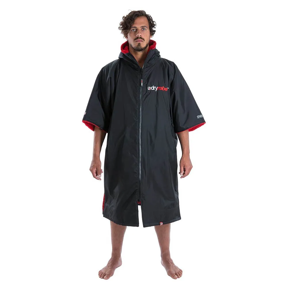 Dryrobe Advance Short Sleeve Changing Robe - Black/Red