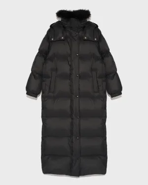 Extra-long down jacket with hood