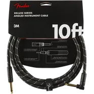 Fender  Deluxe Series Instrument Cable, Straight/Angle, 10', Black Tweed
