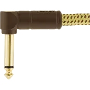 FENDER DELUXE SERIES, STRAIGHT/ANGLE, 10 FOOT YELLOW AND BROWN TWEED INSTRUMENT CABLE
