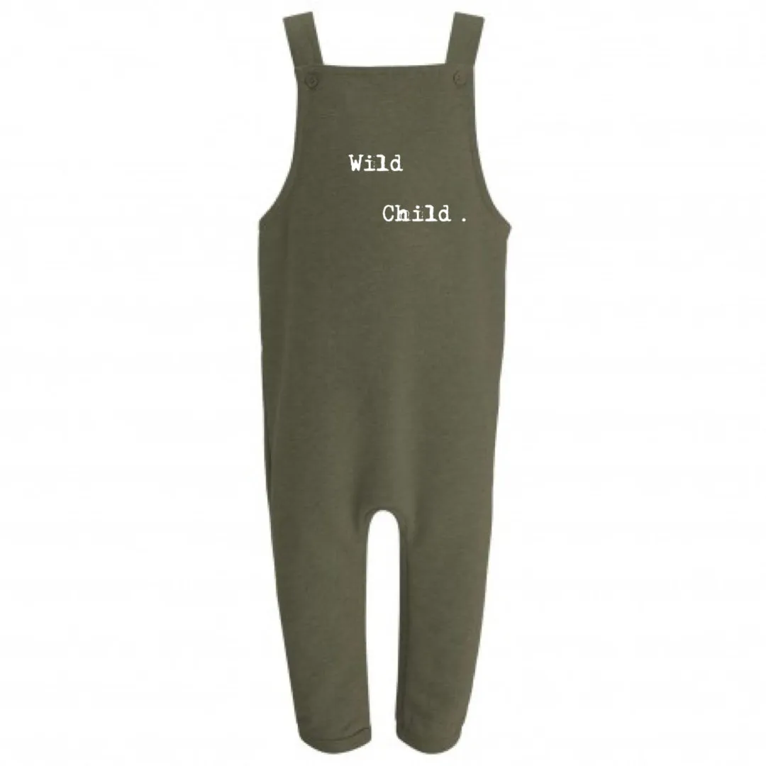 Fleece lined wild child . Khaki dungarees (6 months to 3 years)