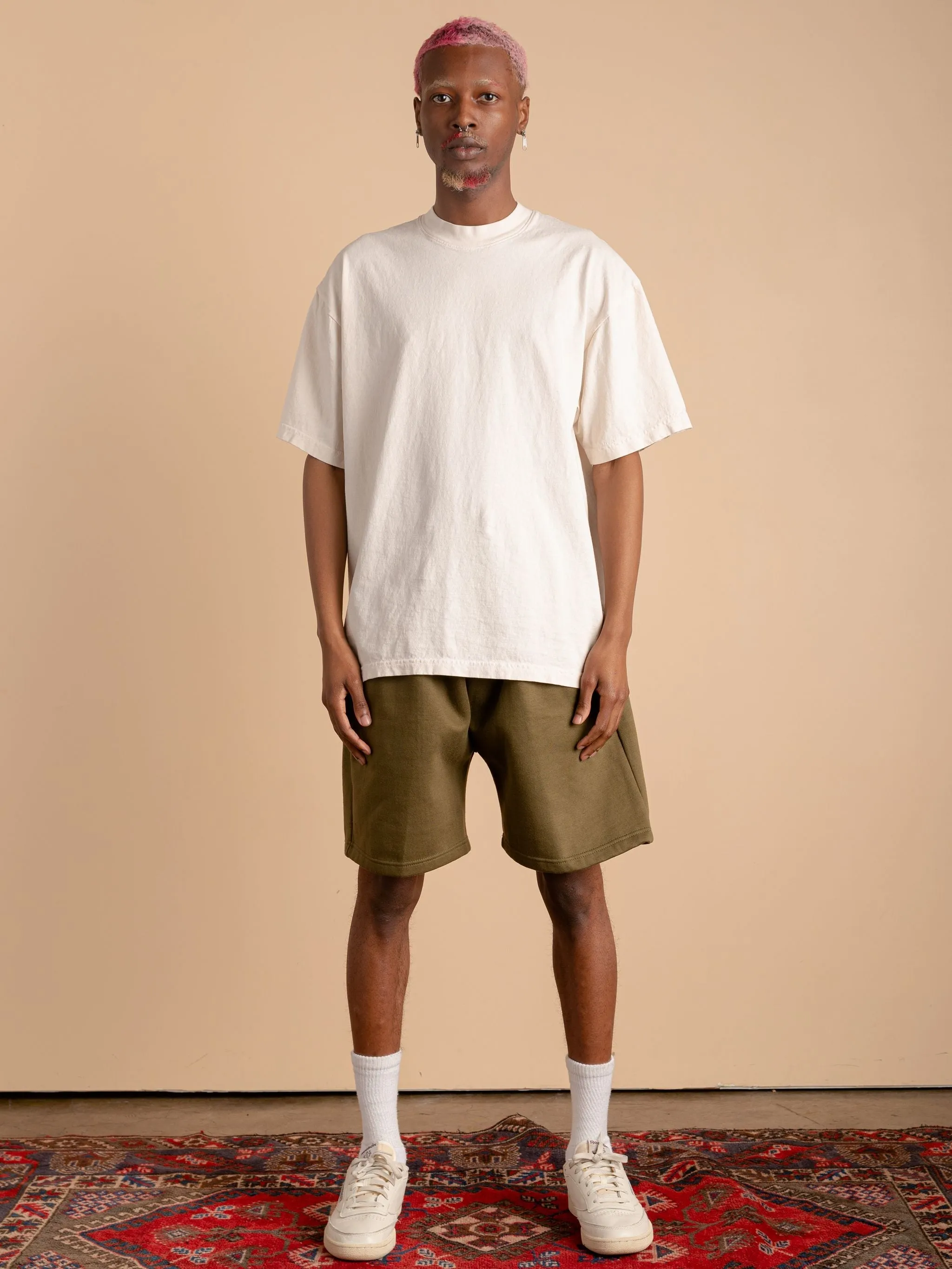 Fleece Sweat Shorts-Olive