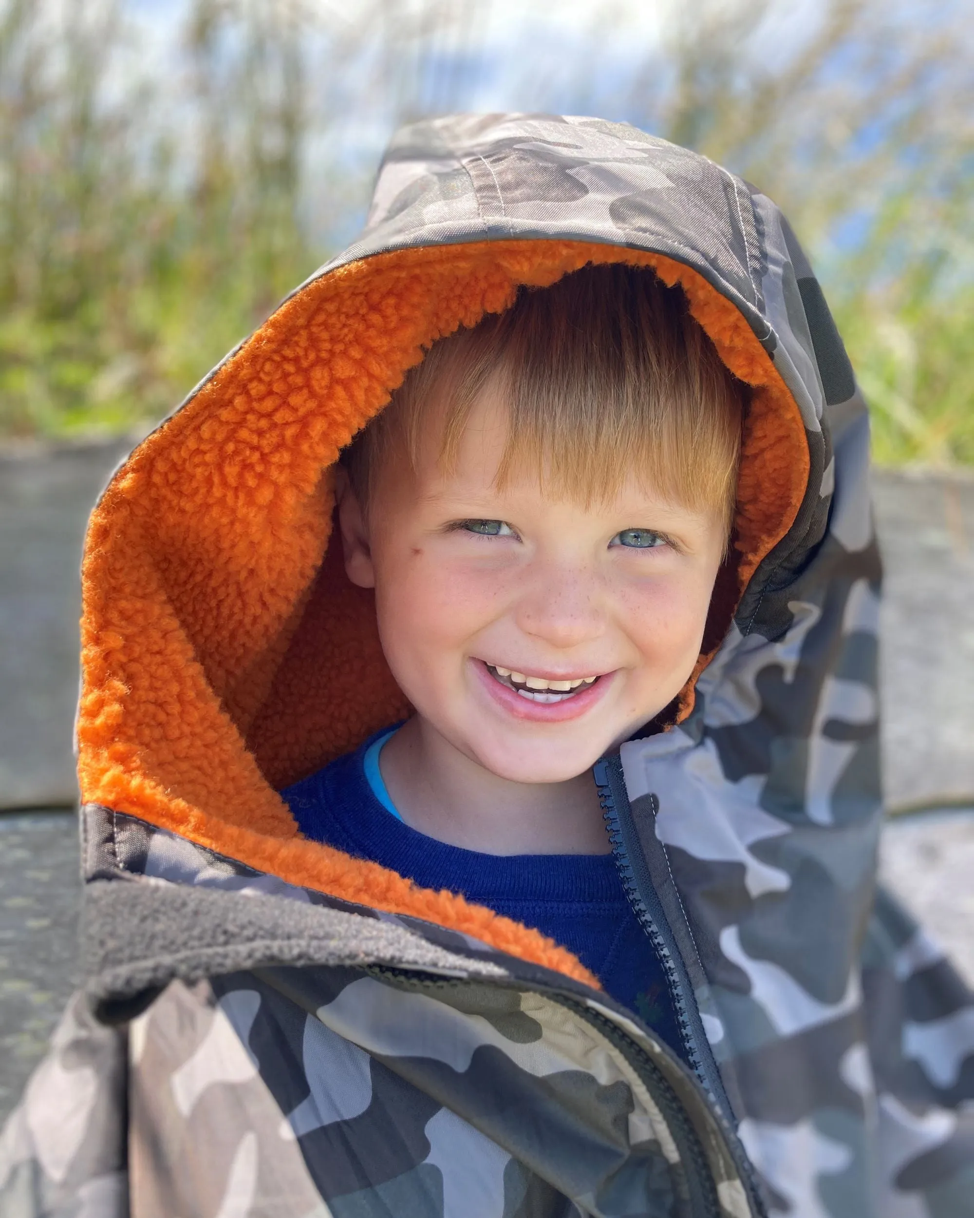 Grey Camo Change Robe with Orange Fleece  - RuggaRobe