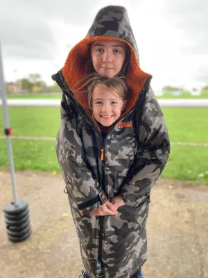 Grey Camo Change Robe with Orange Fleece  - RuggaRobe
