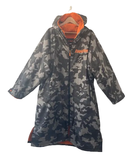 Grey Camo Change Robe with Orange Fleece  - RuggaRobe