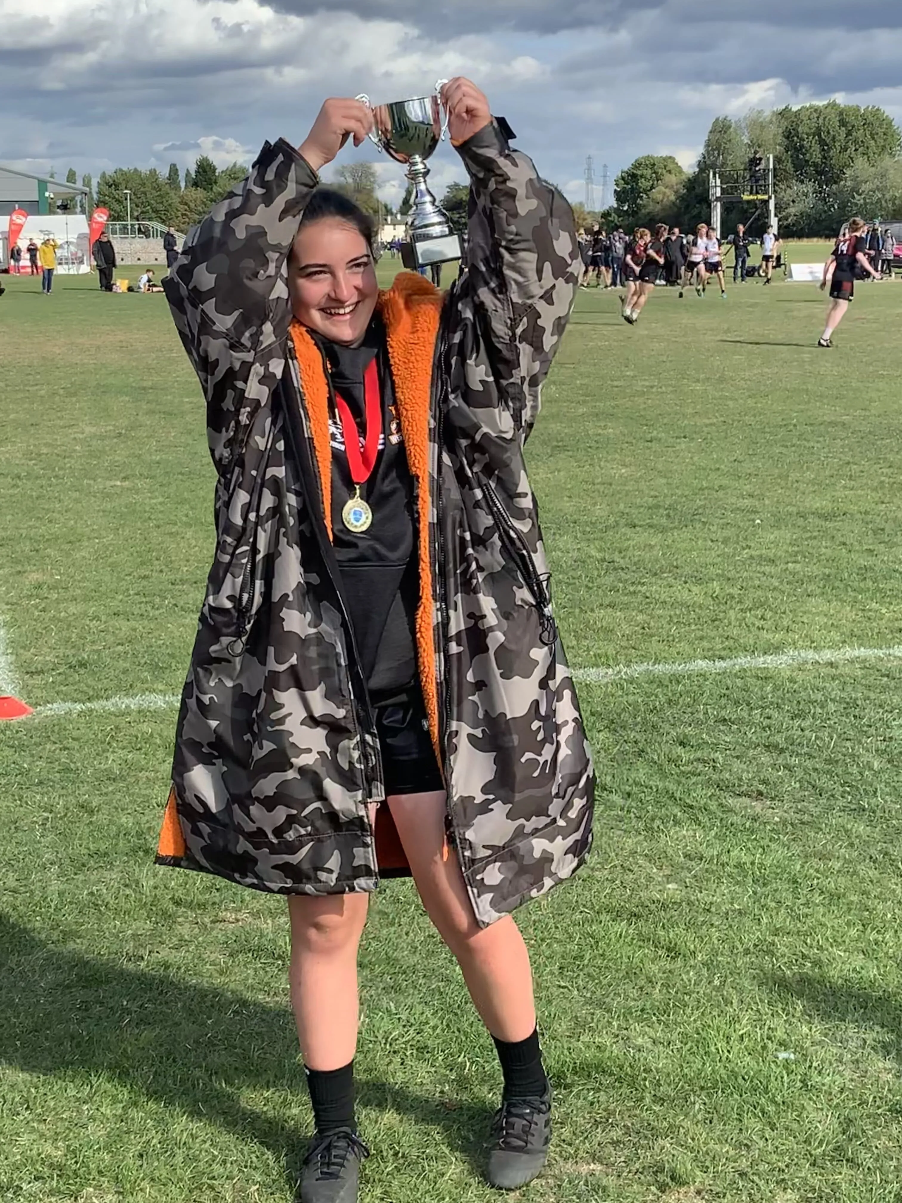Grey Camo Change Robe with Orange Fleece  - RuggaRobe