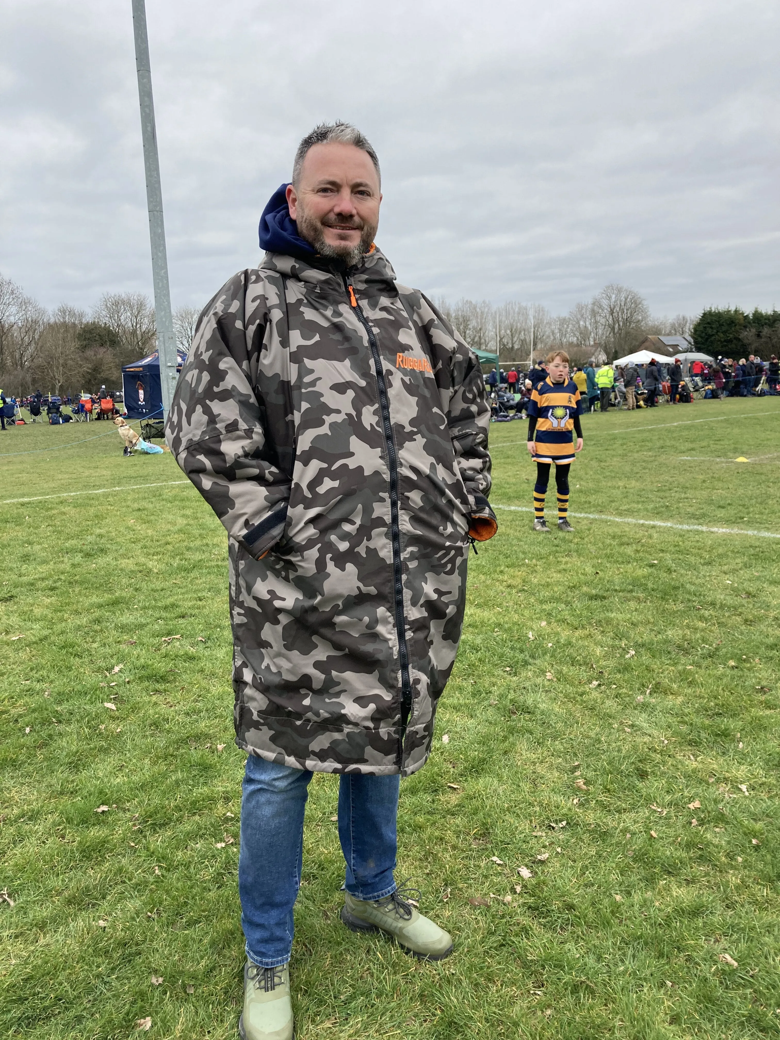 Grey Camo Change Robe with Orange Fleece  - RuggaRobe