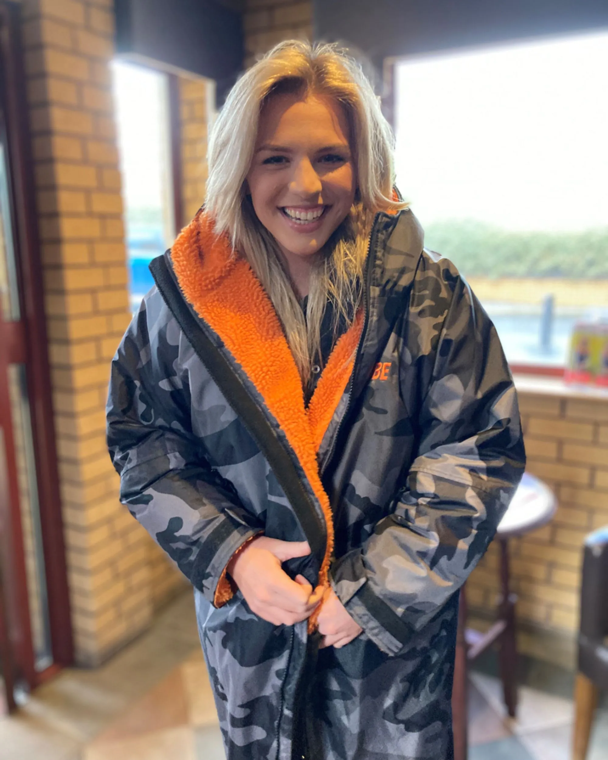 Grey Camo Change Robe with Orange Fleece  - RuggaRobe