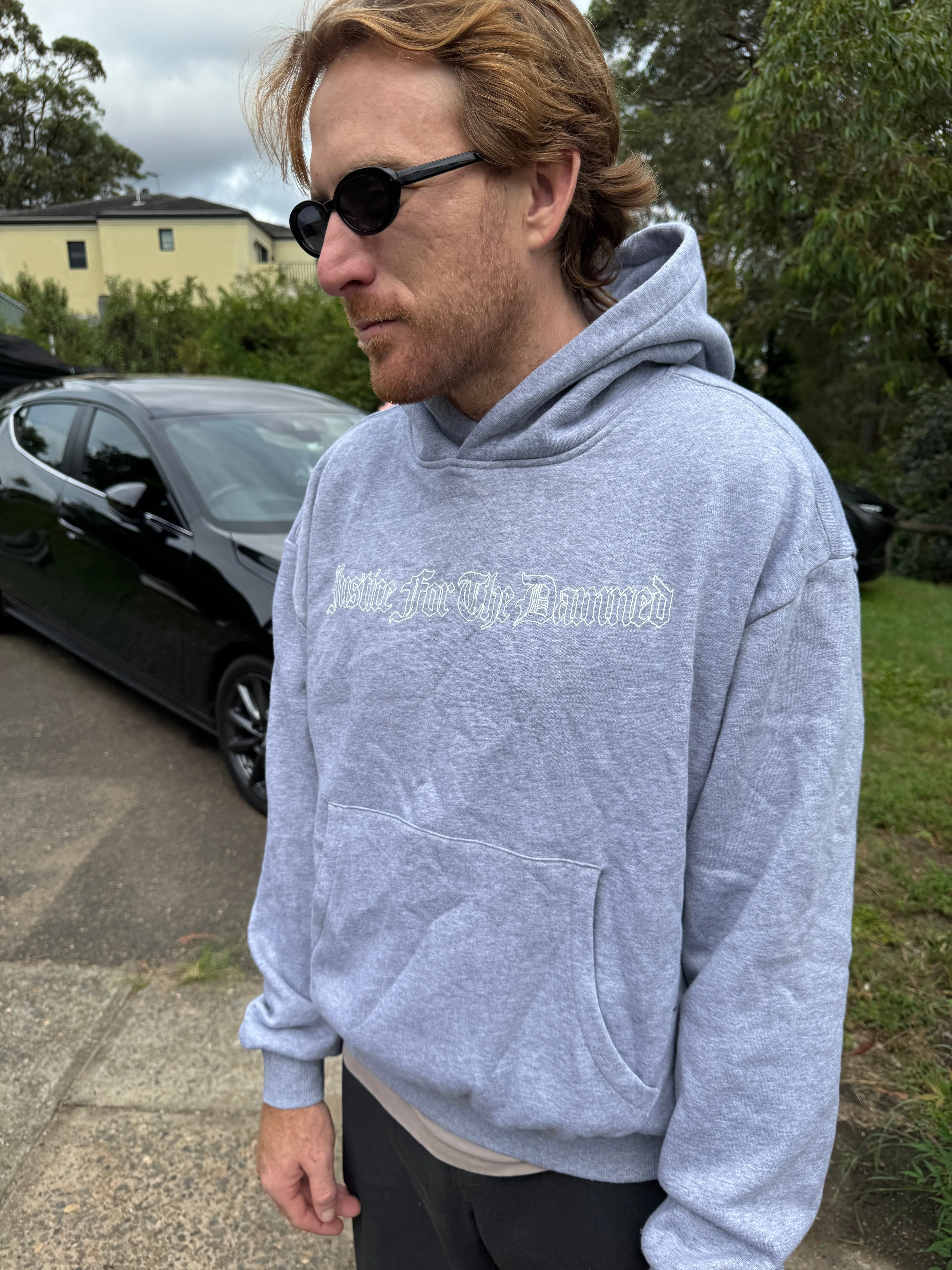 Grey Marle Logo Box Hoodie