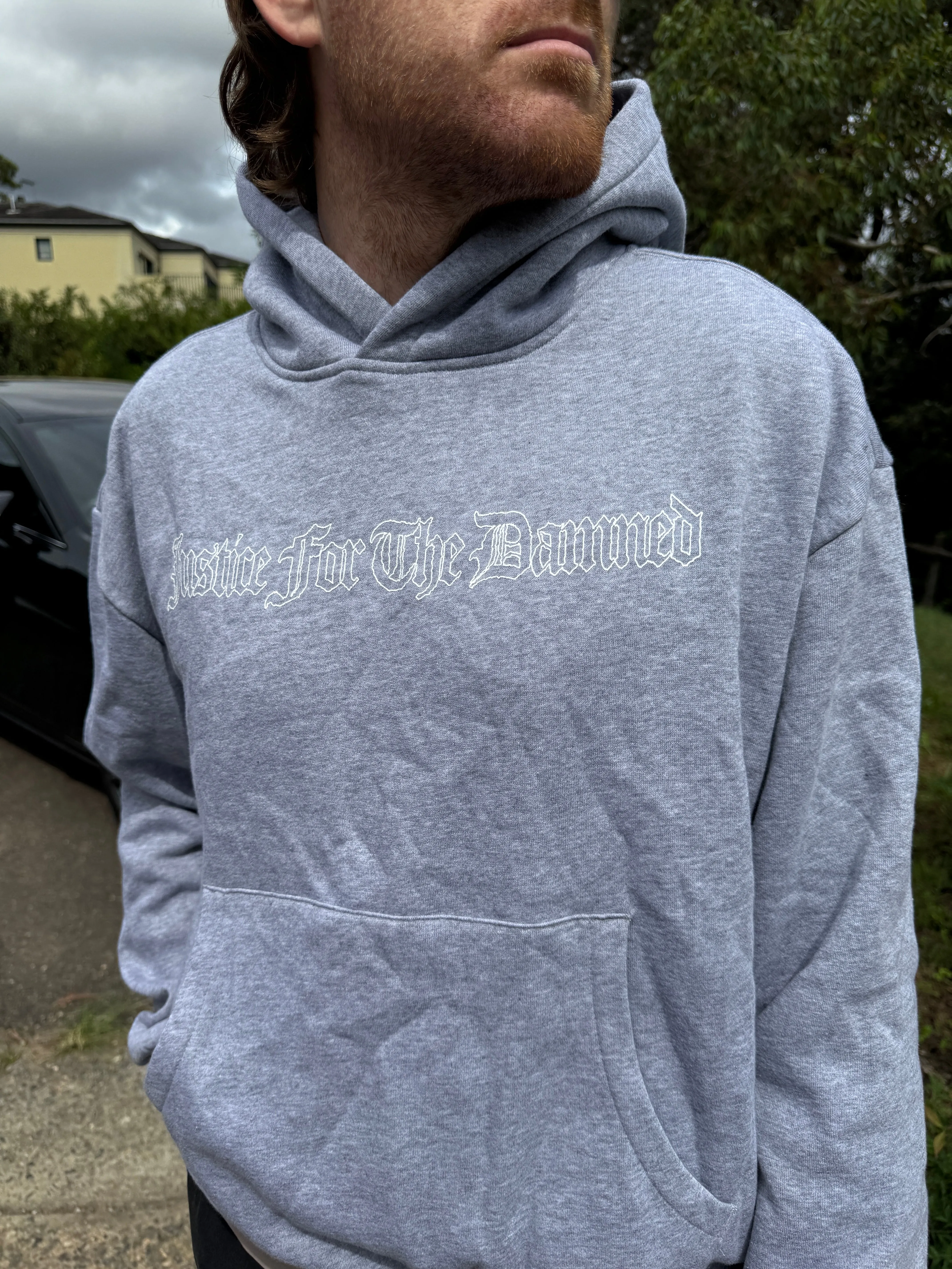 Grey Marle Logo Box Hoodie