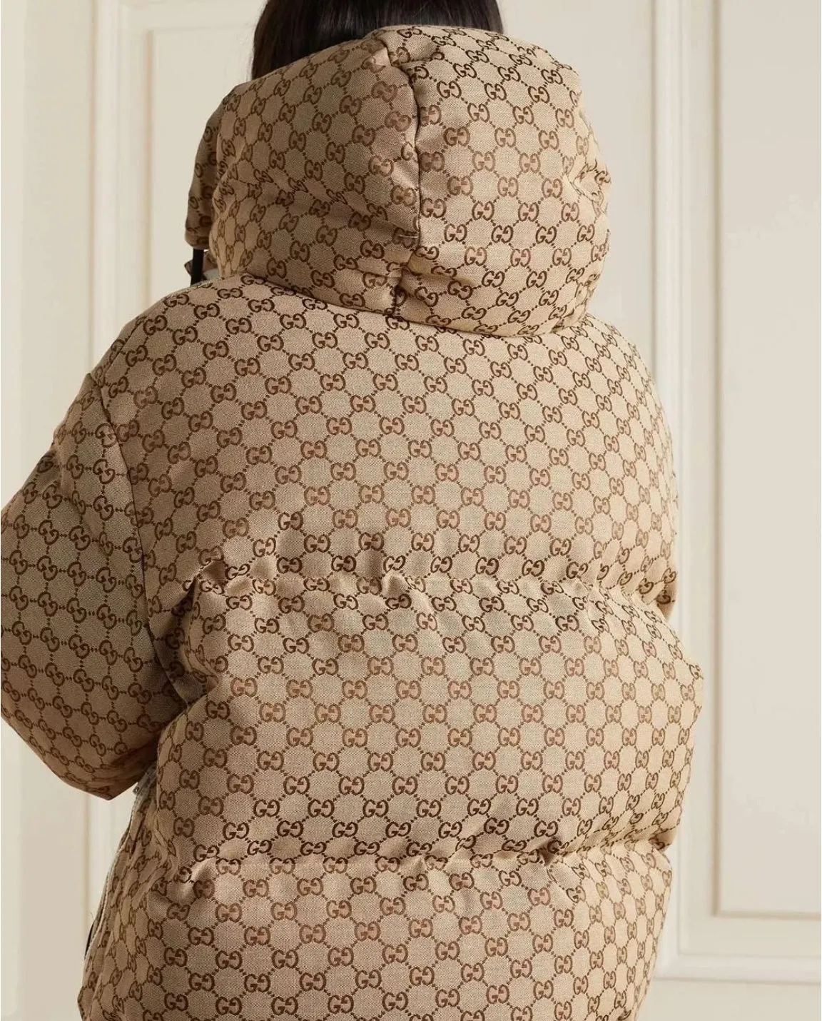 GUCCI Hooded padded cotton-blend logo-jacquard down jacket
